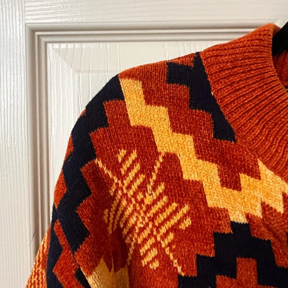 Vintage Royal Prestige Sweater Jacket | Geometric Pattern, Full Zip - Picture 5 of 7